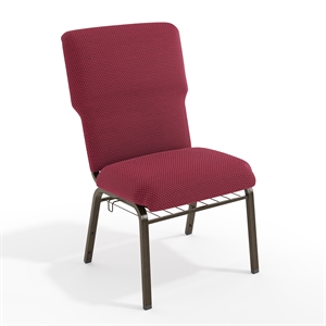 Flash Furniture Advantage 21&quot Fabric Church Chair in Burgundy and Gold Vein
