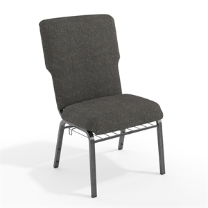 Flash Furniture Advantage 21&quot Fabric Church Chair in Charcoal and Silver Vein