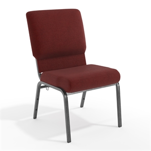 Flash Furniture Advantage 20.5&quot Fabric Church Chair in Maroon and Silver Vein