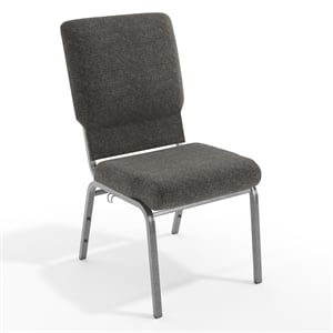 Flash Furniture Advantage 18.5&quot Fabric Church Chair in Charcoal Gray and Silver