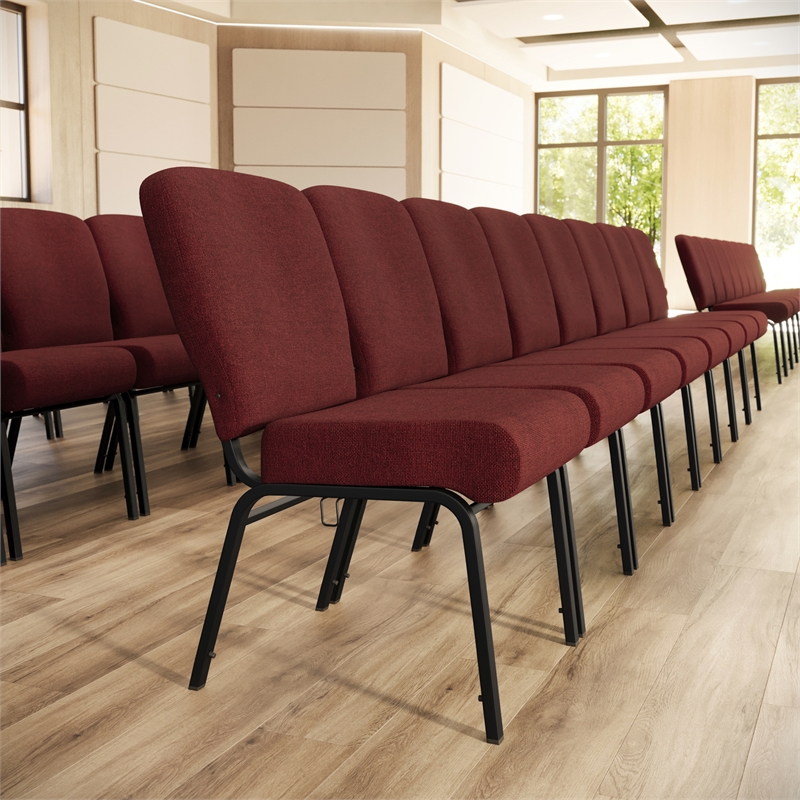 Flash Furniture Advantage Signature Elite Fabric Church Chair in Maroon