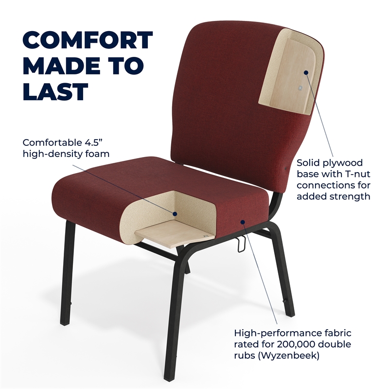 Flash Furniture Advantage Signature Elite Fabric Church Chair in Maroon