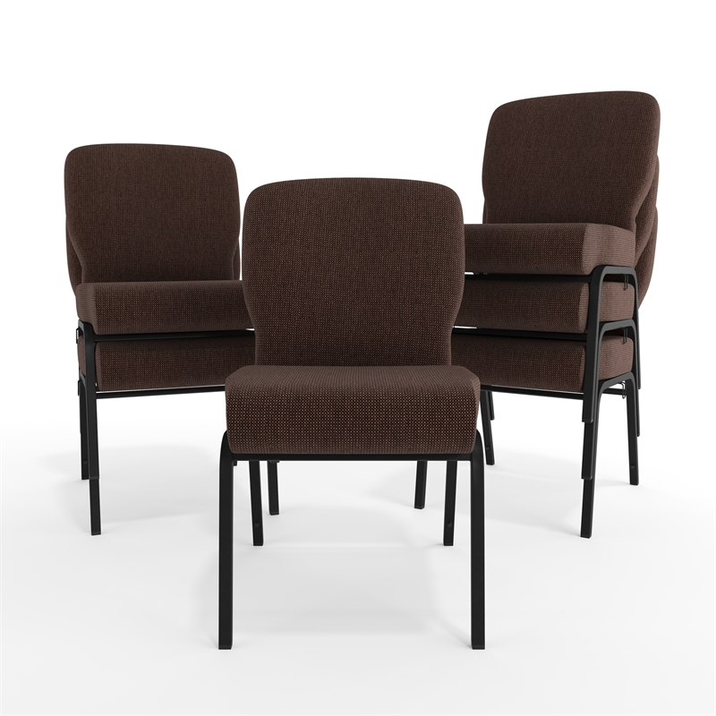 Flash Furniture Advantage Signature Elite Fabric Church Chair in Java and Black