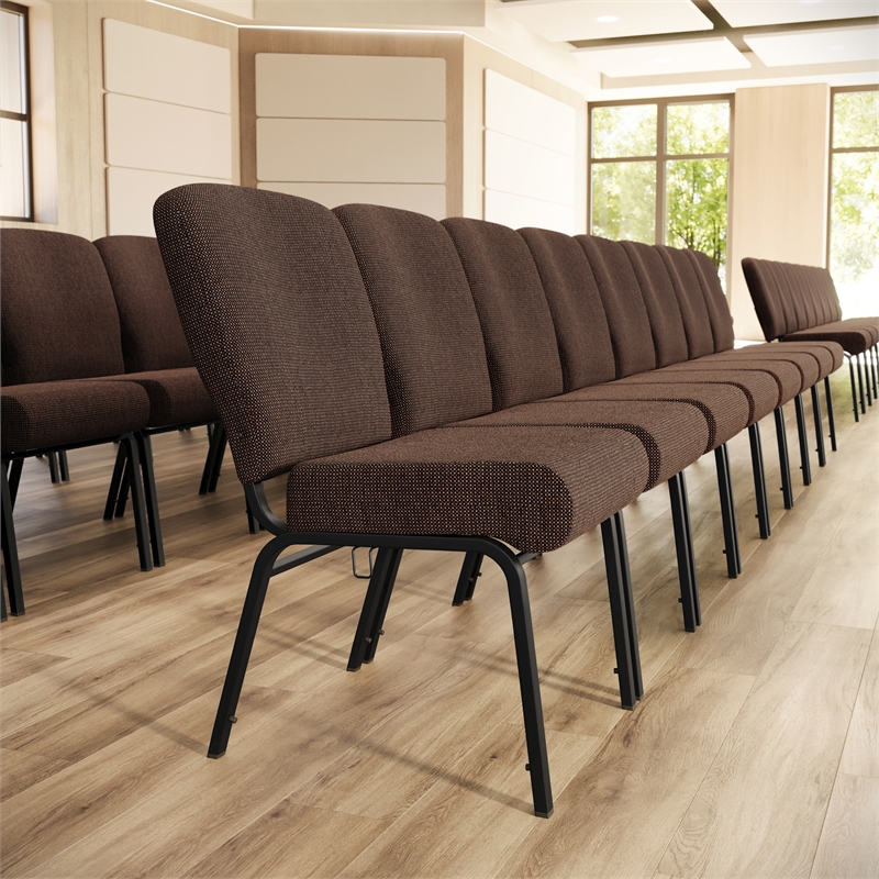 Flash Furniture Advantage Signature Elite Fabric Church Chair in Java and Black