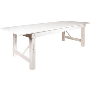 flash furniture hercules solid pine folding farmhouse dining table in antique rustic white