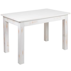 flash furniture hercules solid pine farmhouse dining table in antique rustic white