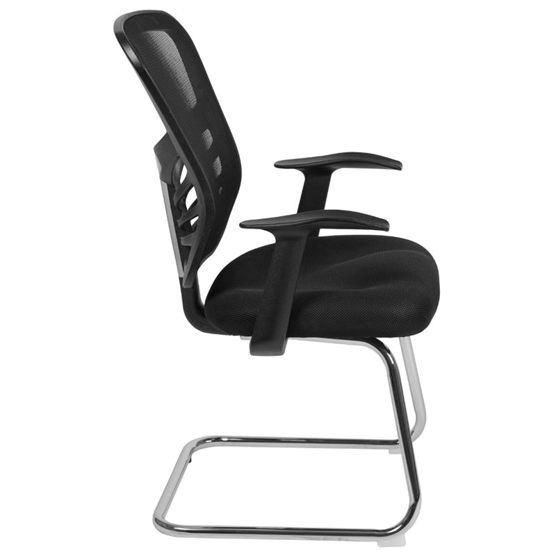 Flash Furniture Contemporary Mesh Sled Base Guest Chair in Black
