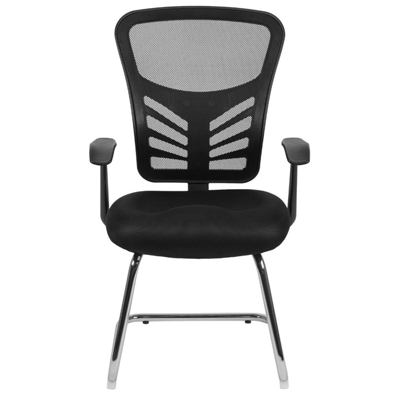 Flash Furniture Contemporary Mesh Sled Base Guest Chair in Black