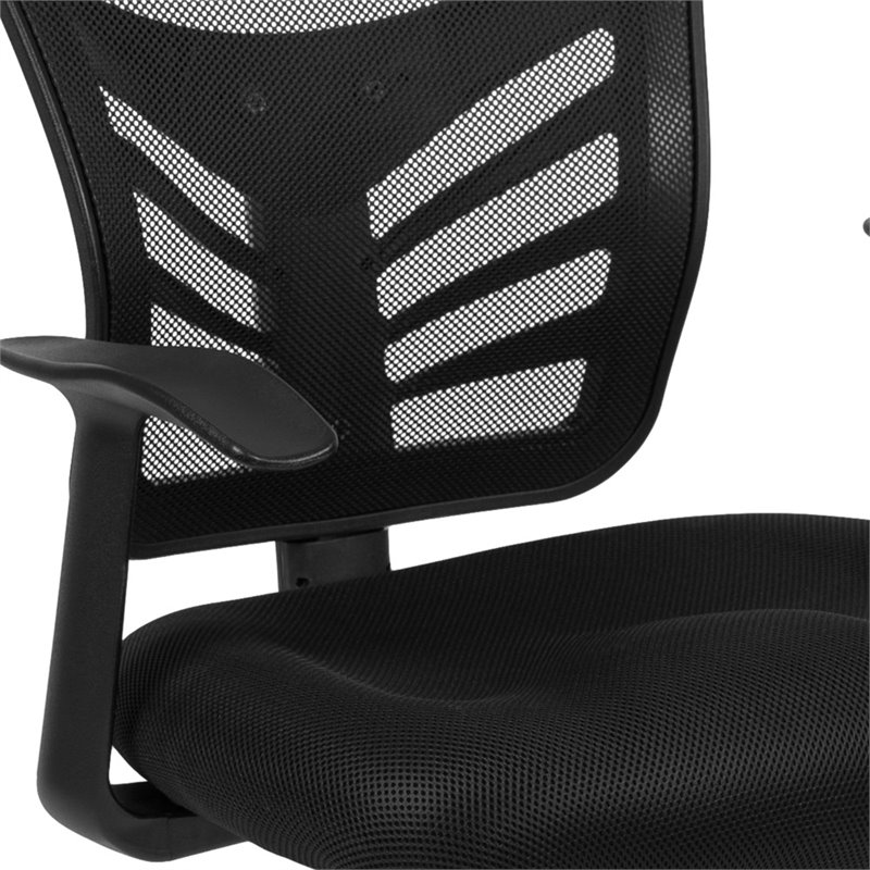 Flash Furniture Contemporary Mesh Sled Base Guest Chair in Black