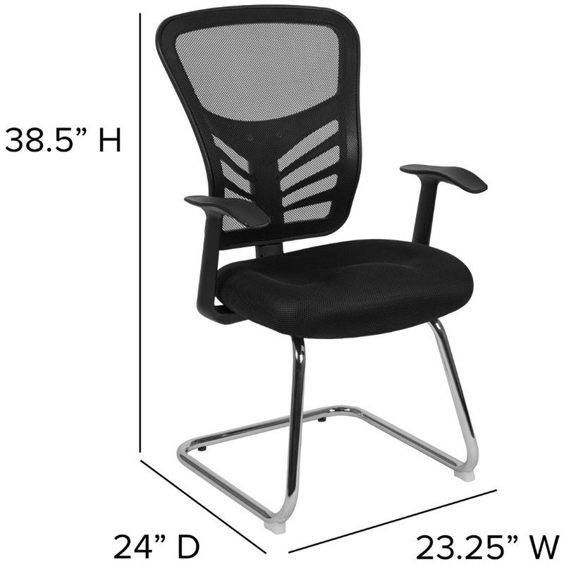 Flash Furniture Contemporary Mesh Sled Base Guest Chair in Black
