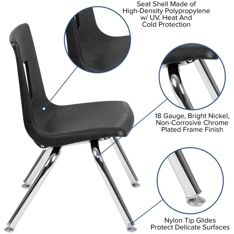 Flash Furniture 12In. Student Stack Chair In Black