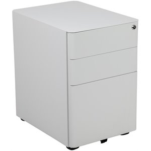 Flash Furniture 3 Drawer Smooth Modern Mobile File Cabinet in White