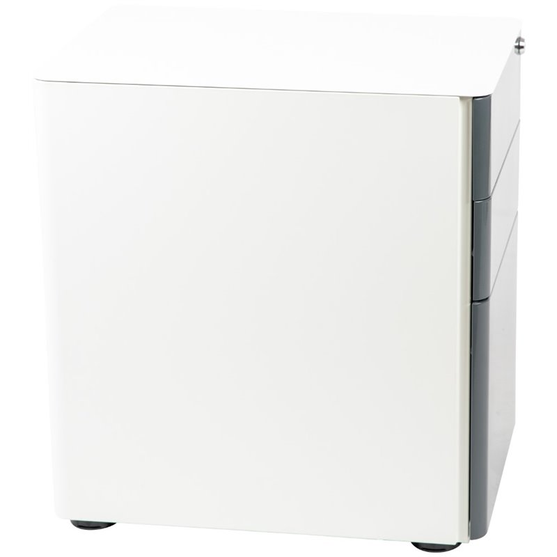 Flash Furniture 3 Drawer Smooth Modern Mobile File Cabinet in White and Charcoal