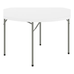 Flash Furniture 48&quot Round Plastic Folding Table in Granite White