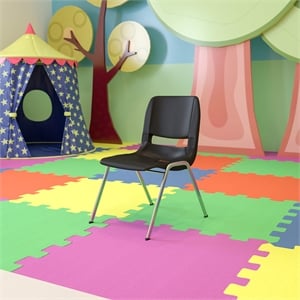 Flash Furniture Hercules 14&quot Plastic Stackable School Chair in Black and Chrome