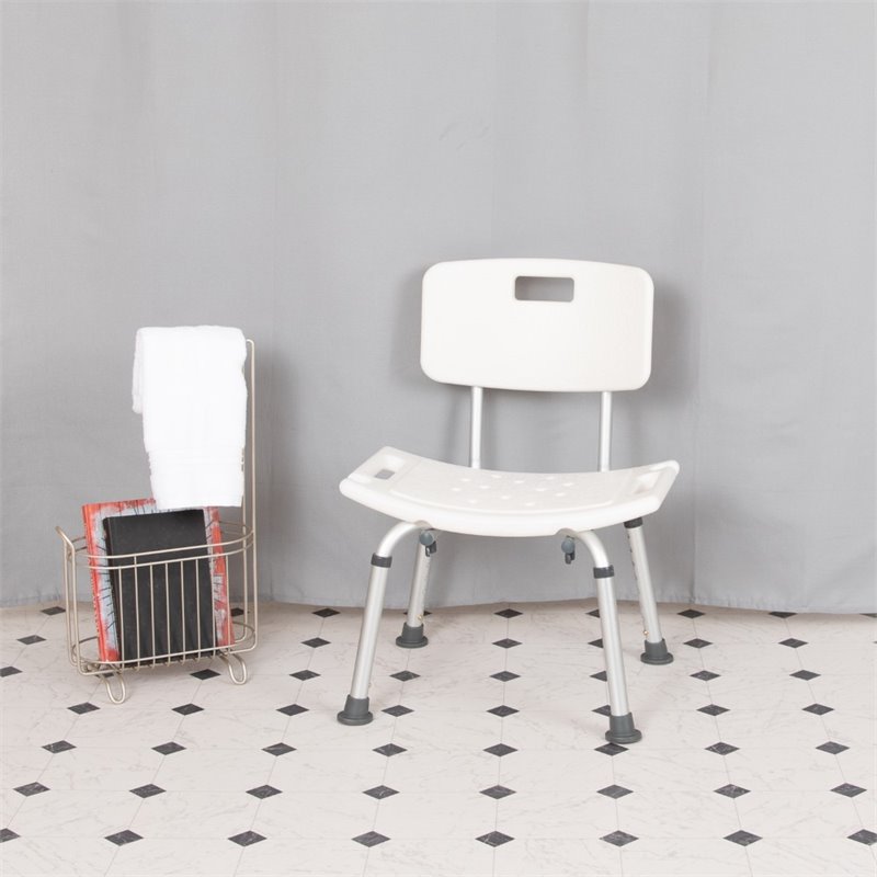 Flash Furniture Hercules Adjustable Plastic Bath and Shower Chair in White