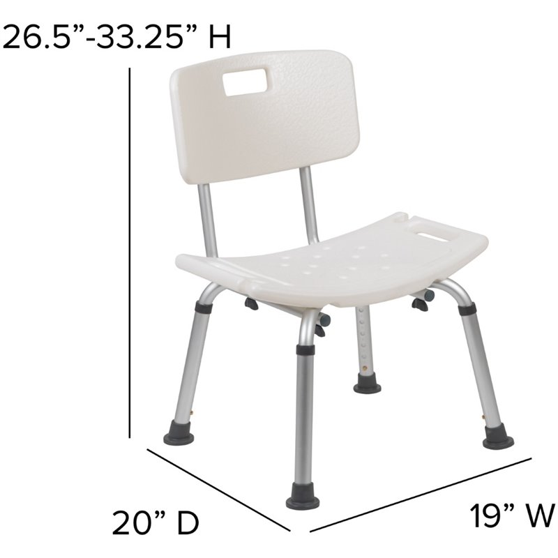 Flash Furniture Hercules Adjustable Plastic Bath and Shower Chair in White