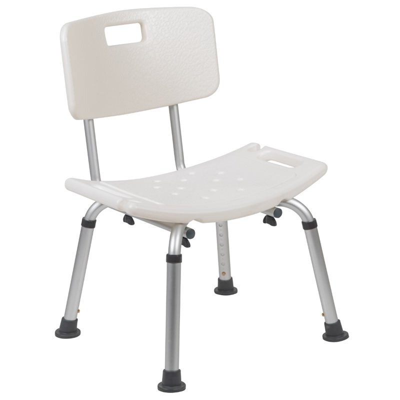 Flash Furniture Hercules Adjustable Plastic Bath and Shower Chair in White