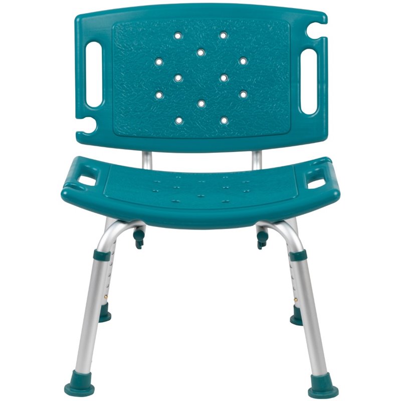 Flash Furniture Hercules Adjustable Plastic Bath and Shower Chair in Teal