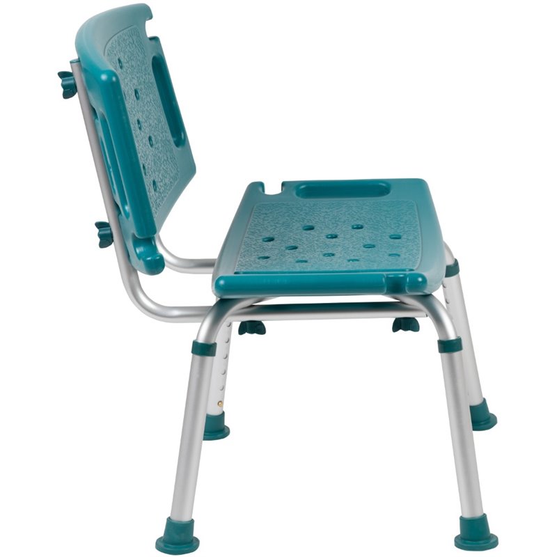 Flash Furniture Hercules Adjustable Plastic Bath and Shower Chair in Teal
