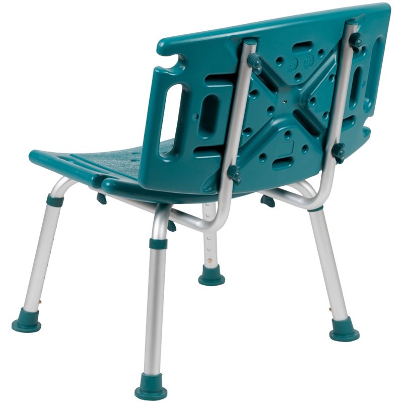Flash Furniture Hercules Adjustable Plastic Bath and Shower Chair in Teal