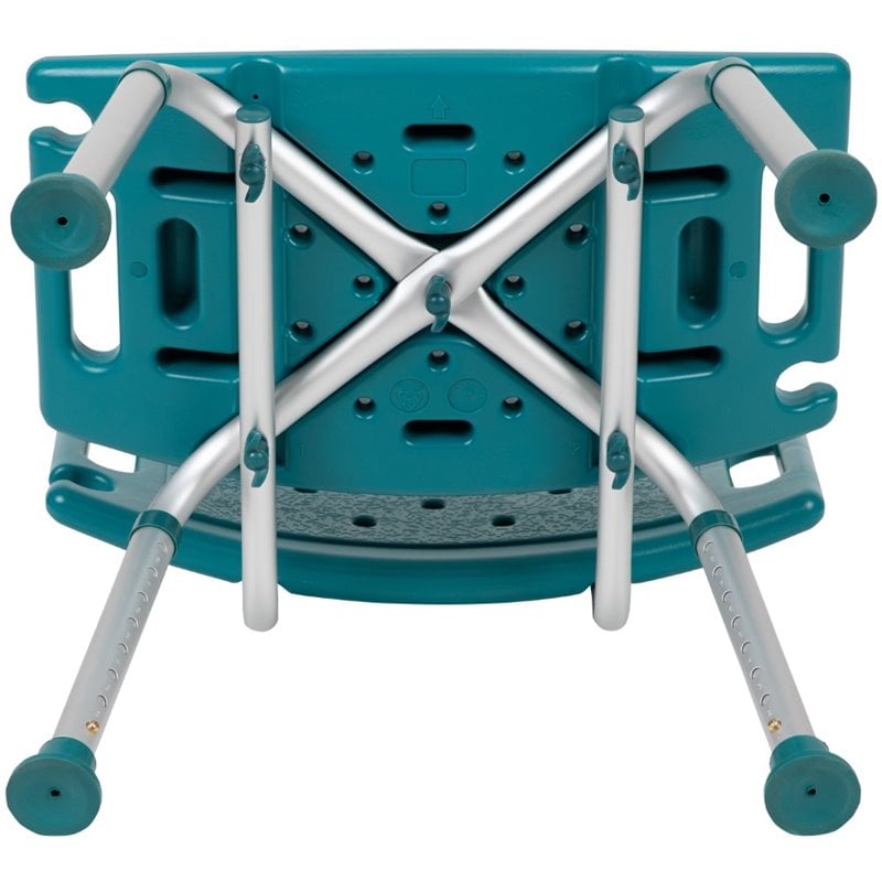 Flash Furniture Hercules Adjustable Plastic Bath and Shower Chair in Teal