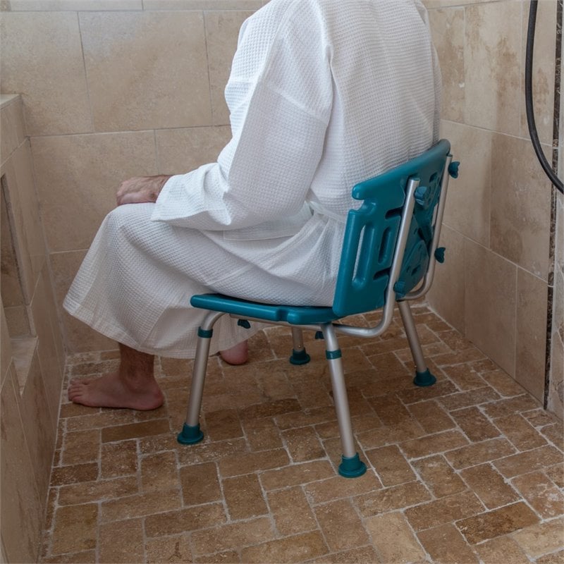 Flash Furniture Hercules Adjustable Plastic Bath and Shower Chair in Teal