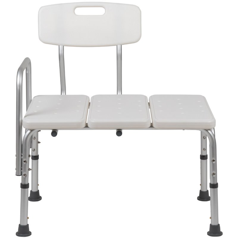 Flash Furniture Hercules Adjustable Plastic Bath Transfer Bench in White