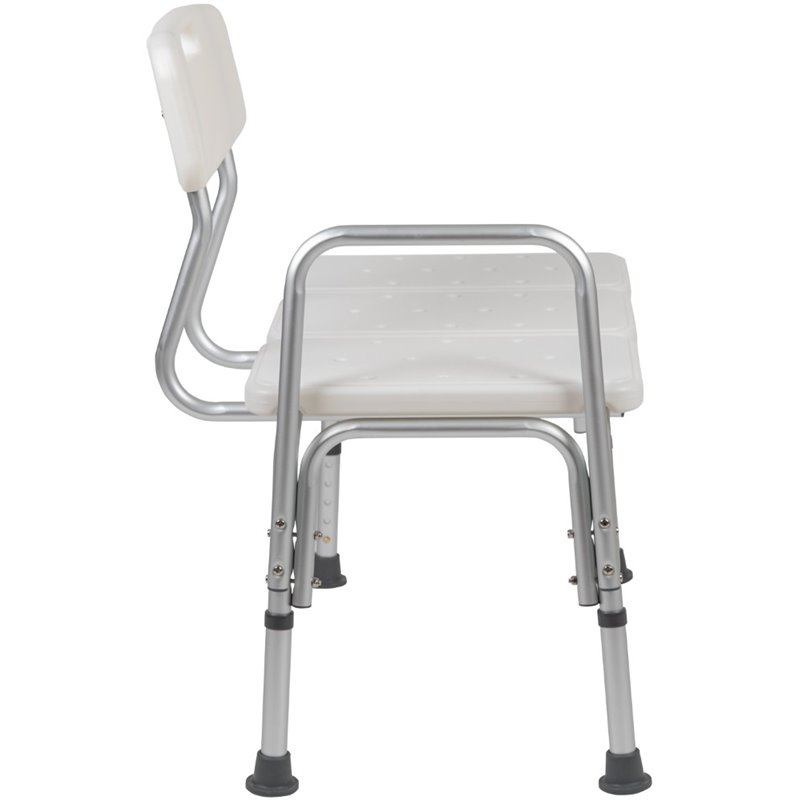 Flash Furniture Hercules Adjustable Plastic Bath Transfer Bench in White