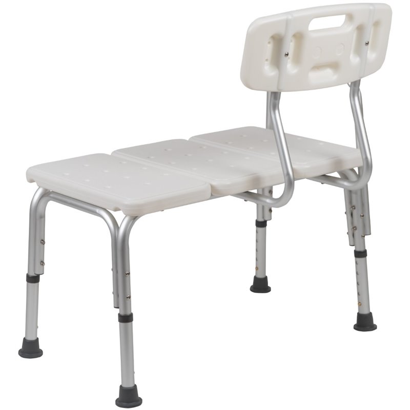 Flash Furniture Hercules Adjustable Plastic Bath Transfer Bench in White