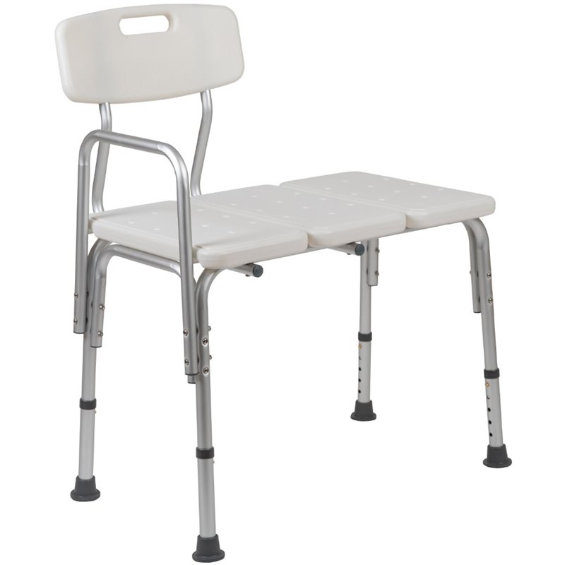 Flash Furniture Hercules Adjustable Plastic Bath Transfer Bench in White