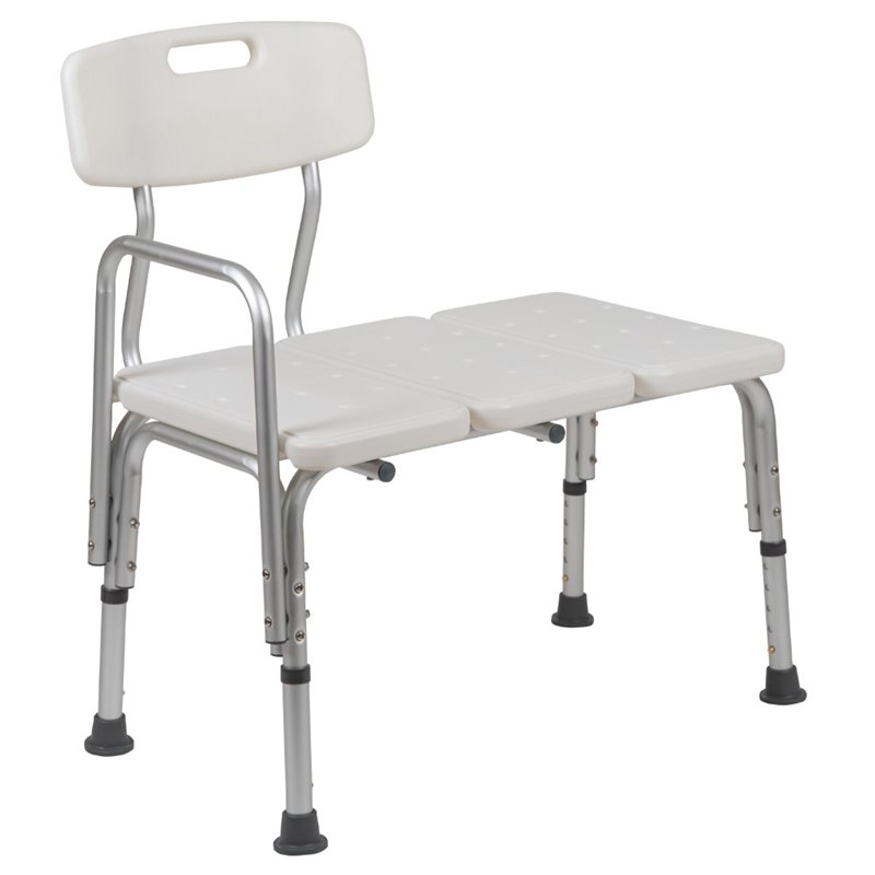 Flash Furniture Hercules Adjustable Plastic Bath Transfer Bench in White