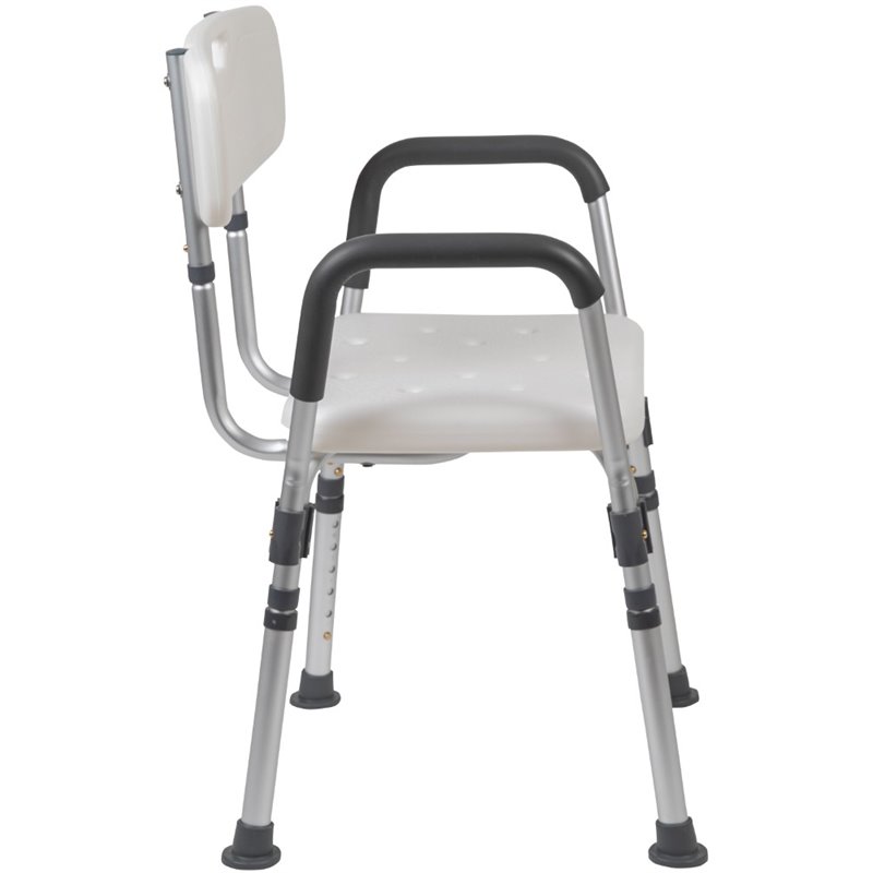 Flash Furniture Hercules Adjustable Plastic Quick Release Bath Chair in White