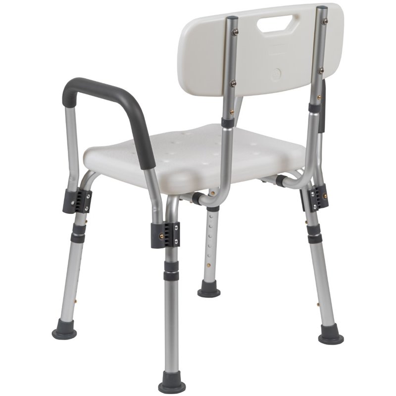 Flash Furniture Hercules Adjustable Plastic Quick Release Bath Chair in White
