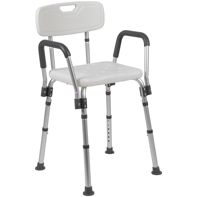 Flash Furniture Hercules Adjustable Plastic Quick Release Bath Chair in White