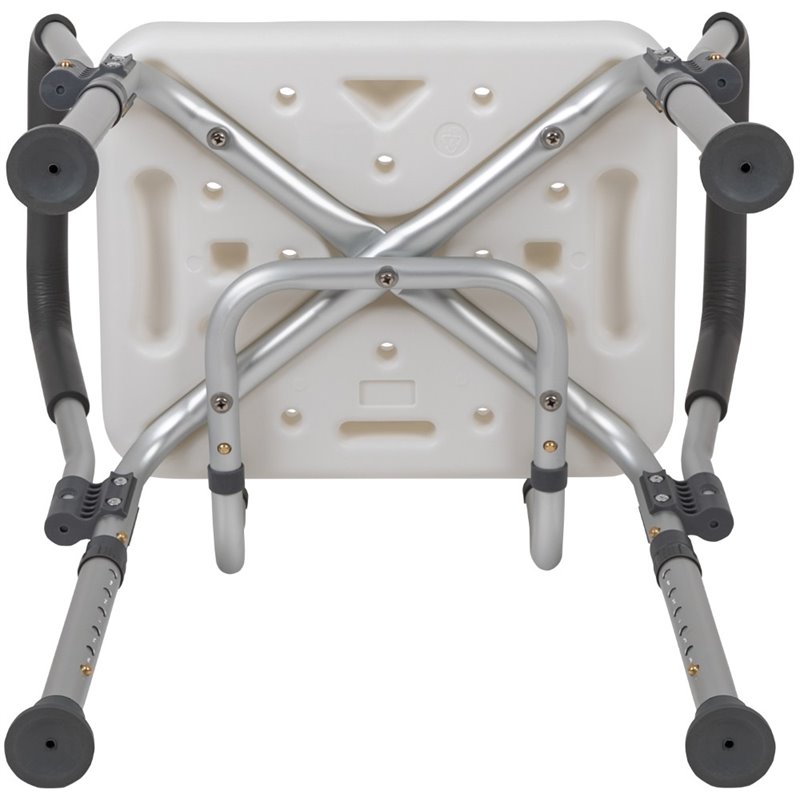 Flash Furniture Hercules Adjustable Plastic Quick Release Bath Chair in White