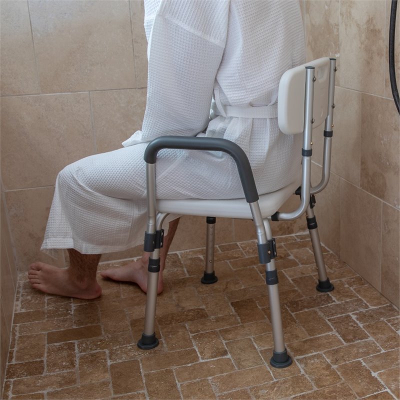 Flash Furniture Hercules Adjustable Plastic Quick Release Bath Chair in White