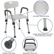 Flash Furniture Hercules Adjustable Plastic Quick Release Bath Chair in White