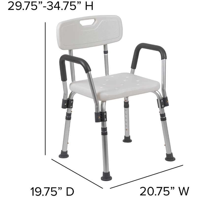 Flash Furniture Hercules Adjustable Plastic Quick Release Bath Chair in White