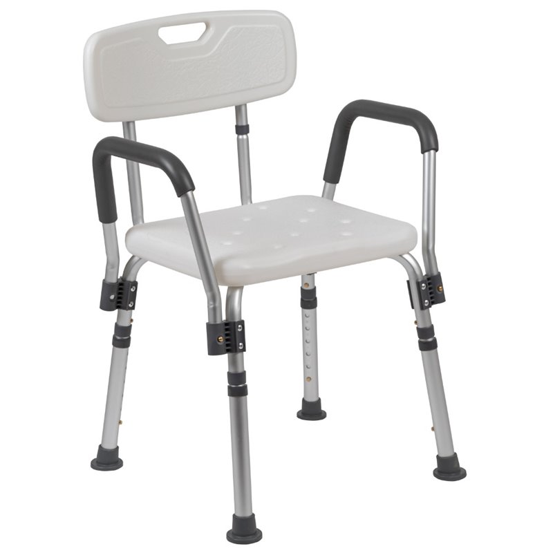 Flash Furniture Hercules Adjustable Plastic Quick Release Bath Chair in White