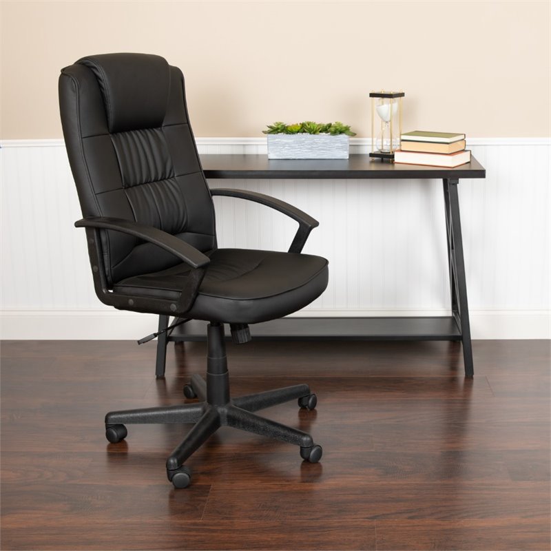 Flash Furniture Fundamentals High Back Leather Office Swivel Chair in Black