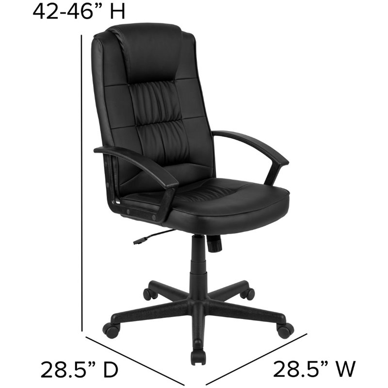 Flash Furniture Fundamentals High Back Leather Office Swivel Chair in Black