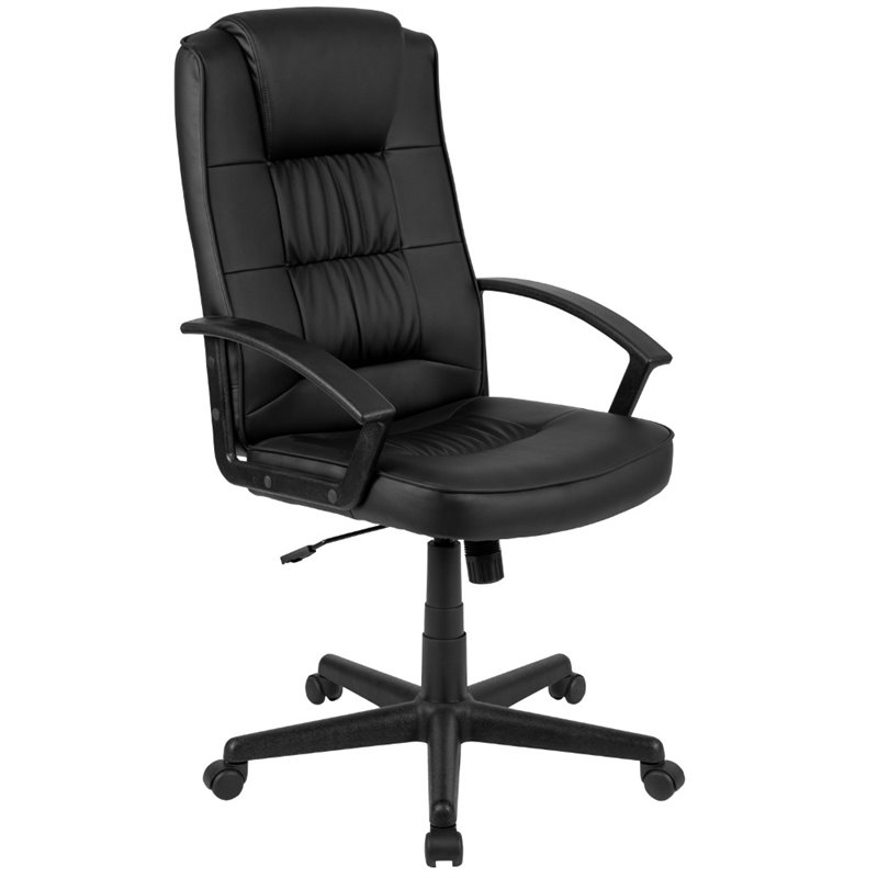 Flash Furniture Fundamentals High Back Leather Office Swivel Chair in Black