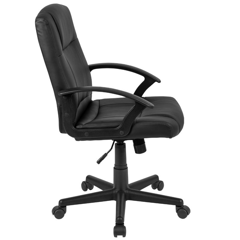 Flash Furniture Fundamentals Mid Back Leather Office Swivel Chair in Black