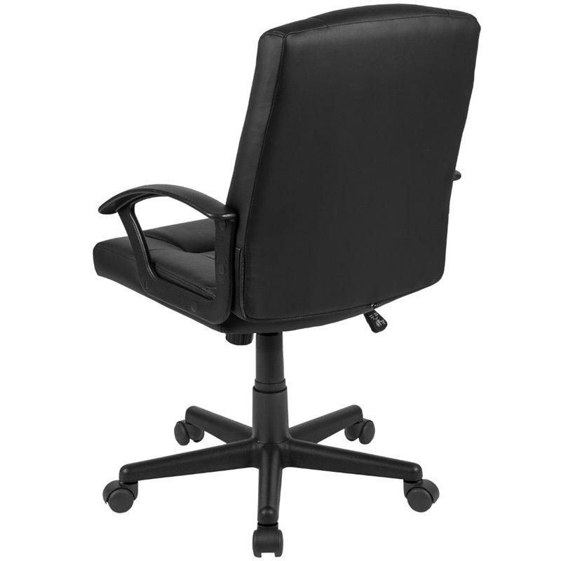 Flash Furniture Fundamentals Mid Back Leather Office Swivel Chair in Black