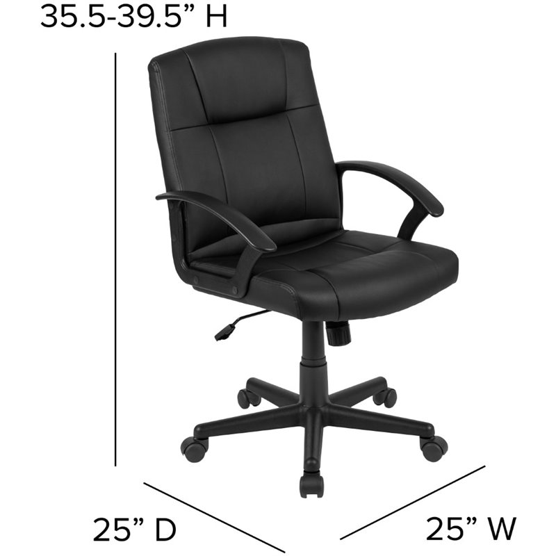 Flash Furniture Fundamentals Mid Back Leather Office Swivel Chair in Black