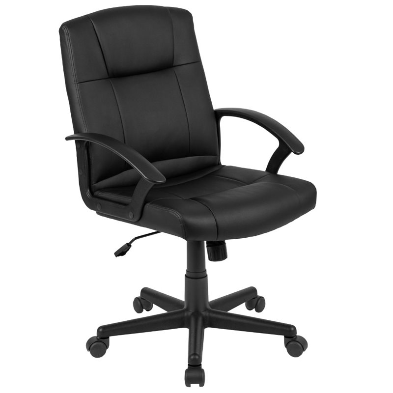 Flash Furniture Fundamentals Mid Back Leather Office Swivel Chair in Black