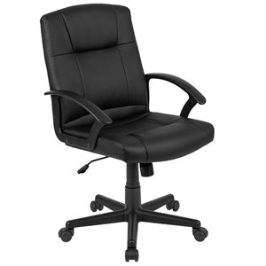 flash furniture fundamentals mid back leather office swivel chair in black