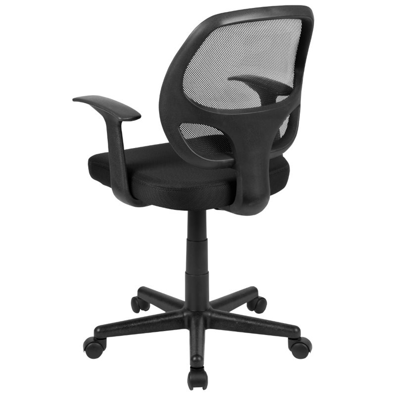 Flash Furniture Fundamentals Mid-Back Gray Mesh Swivel Task Office Chair with Pivot Back and Arms