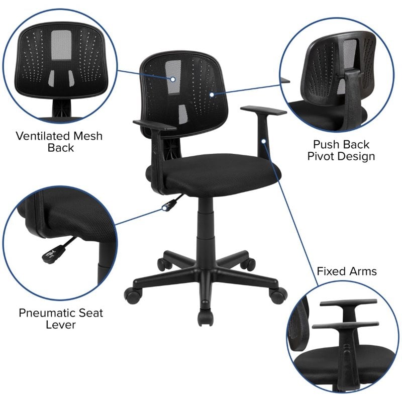 Flash Furniture Fundamentals Pivot Mesh Back Office Swivel Chair in Black